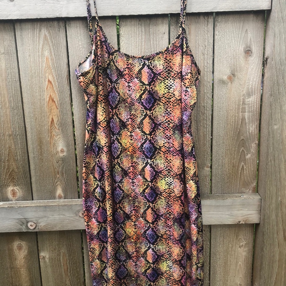 Sexy multicolored snake skin body con dress 3x